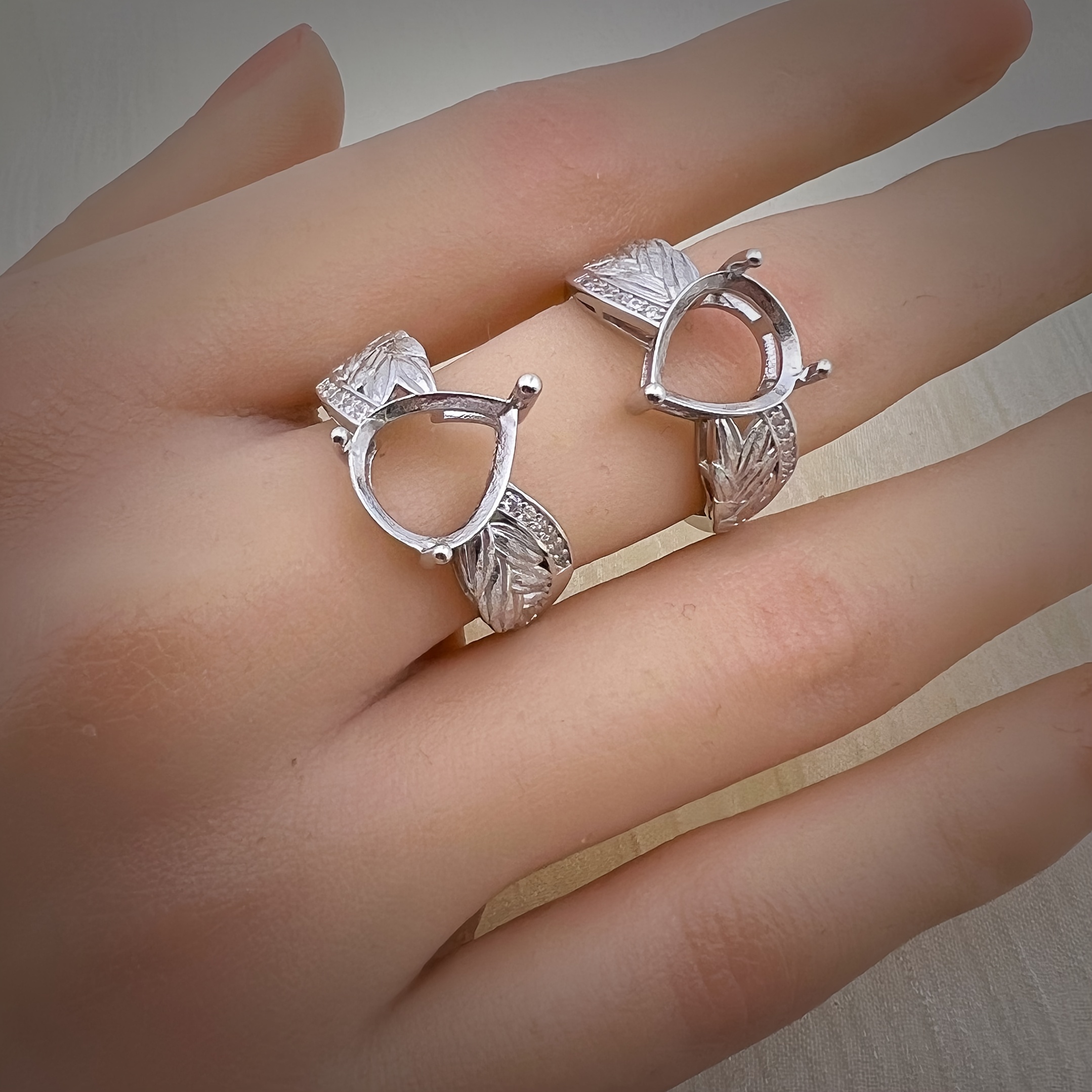 925 Silver Adjustable Ring w/Pendant 5A CZ DIY Charm Birthdays Weddings