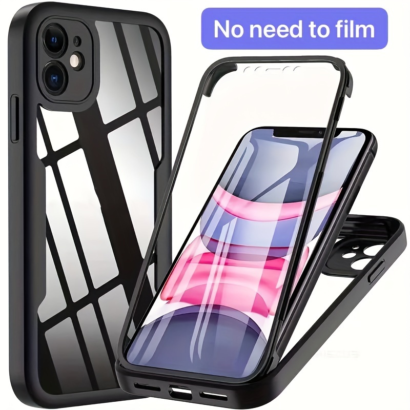 

360 Full Body Front+back Clear Case For 13 14 11 12 Pro Max Xs 15 Plus Luxury Bumper Shockproof Back Cover