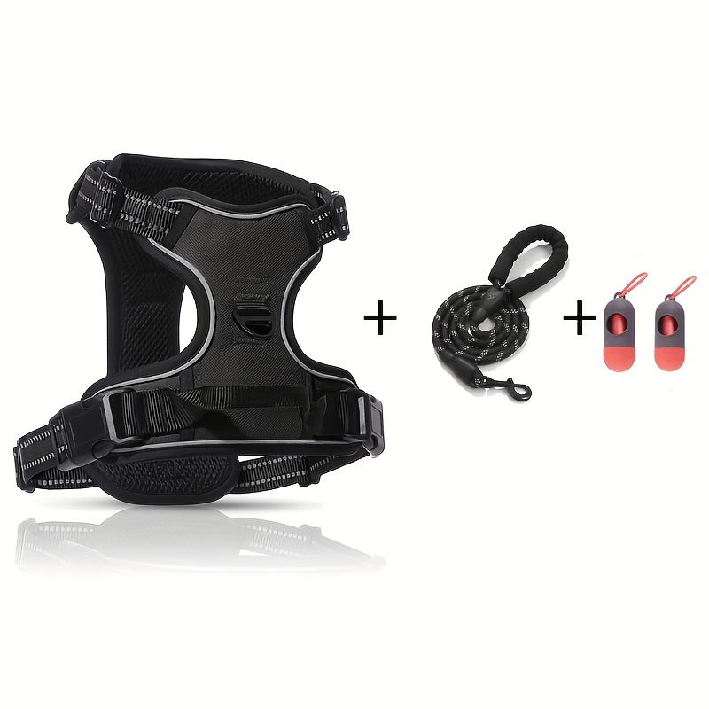4pcs Dog Chest And Back Set With Reflective Strips Durable Anti-escape Comfortable Adjustable Pet Chest And Back Strap With Padded Leash For Small To Large Dogs Outdoor Walking And Running