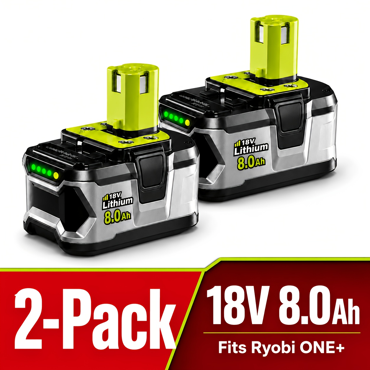 TEMU 4/2/1pc 18v Battery For Ryobi One+: 18 Volt 8.0ah Lithium-ion Replacement For Ryobi 1 Plus P108 P107 P189 Drill Tools Battery Pbp005
