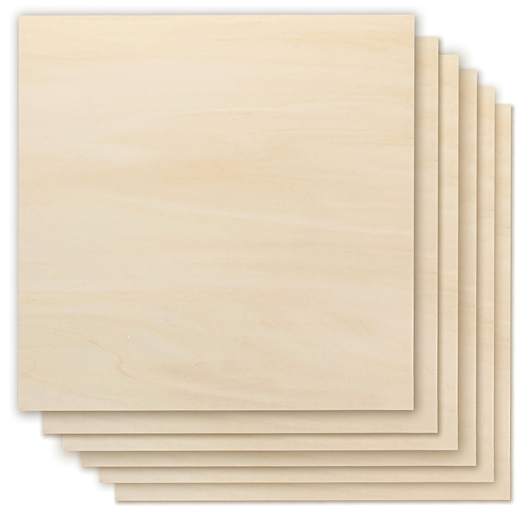 

6pcs Wood Plywood Sheets, 1/8" X 12" X 12" - A, Smooth , Ideal For Laser Cutting & Engraving, Crafts & Diy Projects