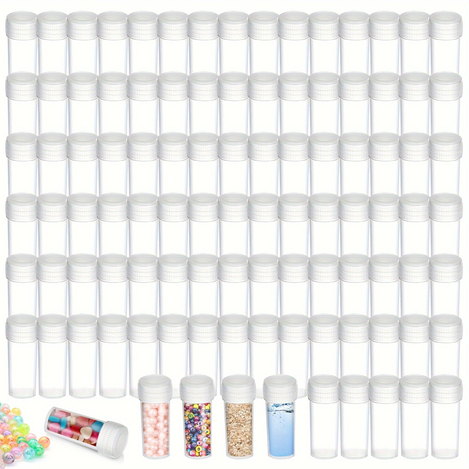 

100-pack 5ml Plastic Sample Vials With Lids, Small Storage Containers, Clear Lab Tubes For Beads, Pills, Candy, Dry Goods & Crafts