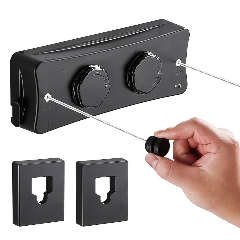 TEMU Corde à linge rétractable invisible double ligne robuste, à double ligne , installation stable avec perçage, convient pour balcons et de bain