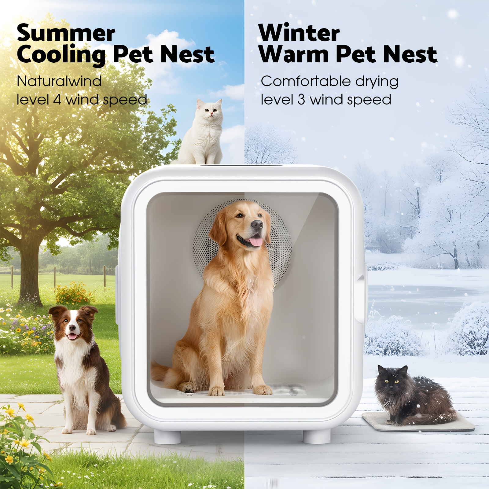 Cobuy Pet Dryer Box 68L, 15Min Fast 360° Drying, No More Pet Scared of Blower, 5 Modes for Cats Small Dogs - Image 6