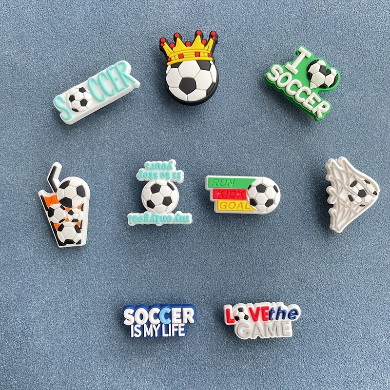 

9pcs Soccer Themed Shoe Charms Set, Removable Pvc Accessories, , Ideal Christmas Gift, Mixed Color