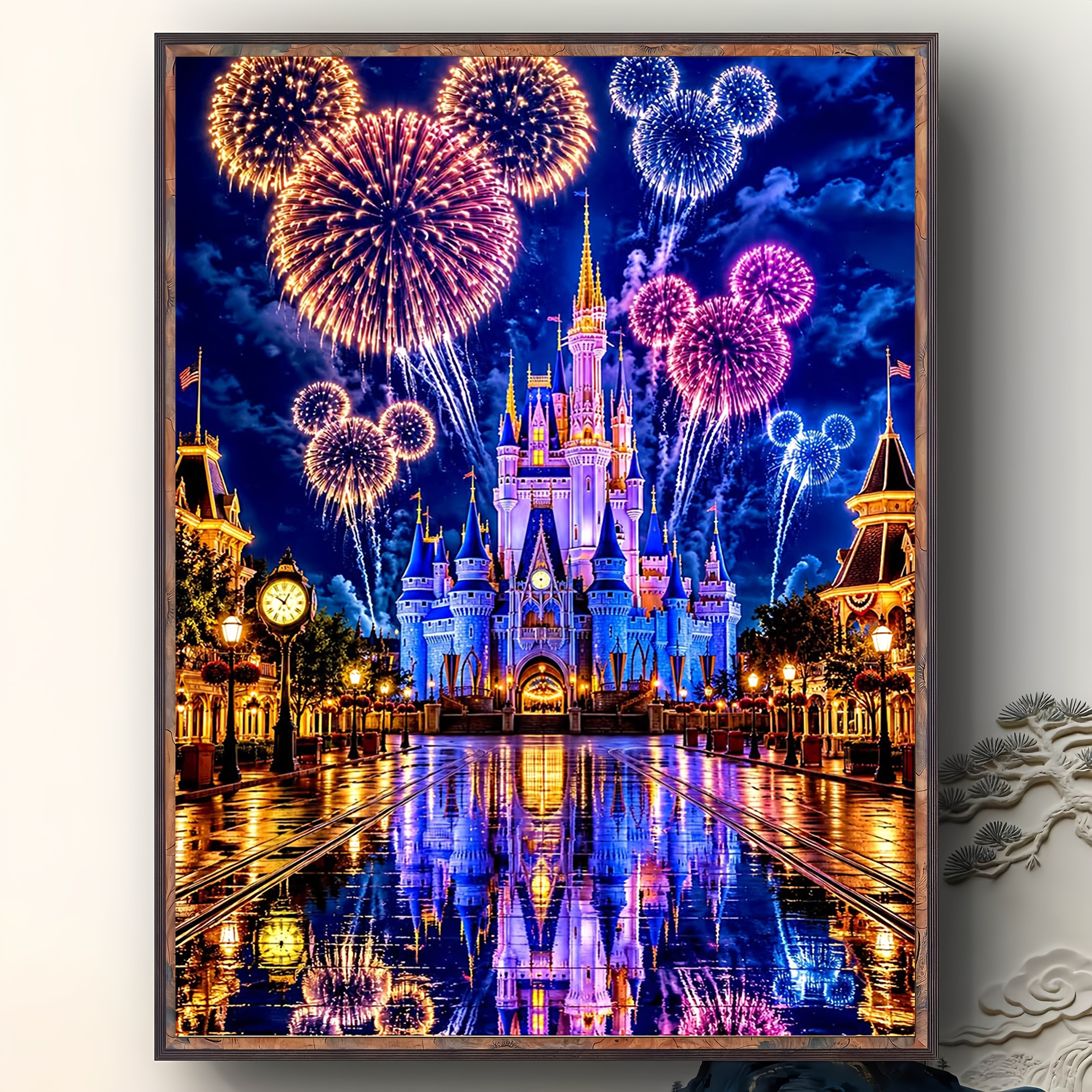 TEMU 5d Diamond Painting Diy Kit, Multiple Sizes, Fireworks Castle , Round Diamond Painting Kit, Mosaic Art Painting Home Wall Decor Living Room