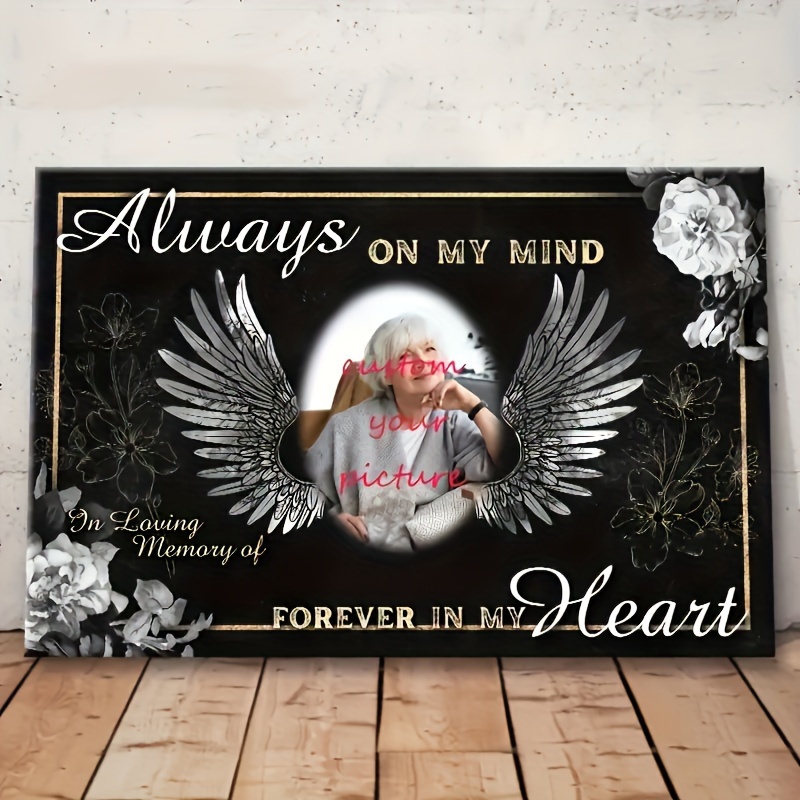 

Personalized Wooden Canvas Frame - Sympathy And Memorial Gift, Always On My Mind, Custom , 11.8 X 15.7 Inch