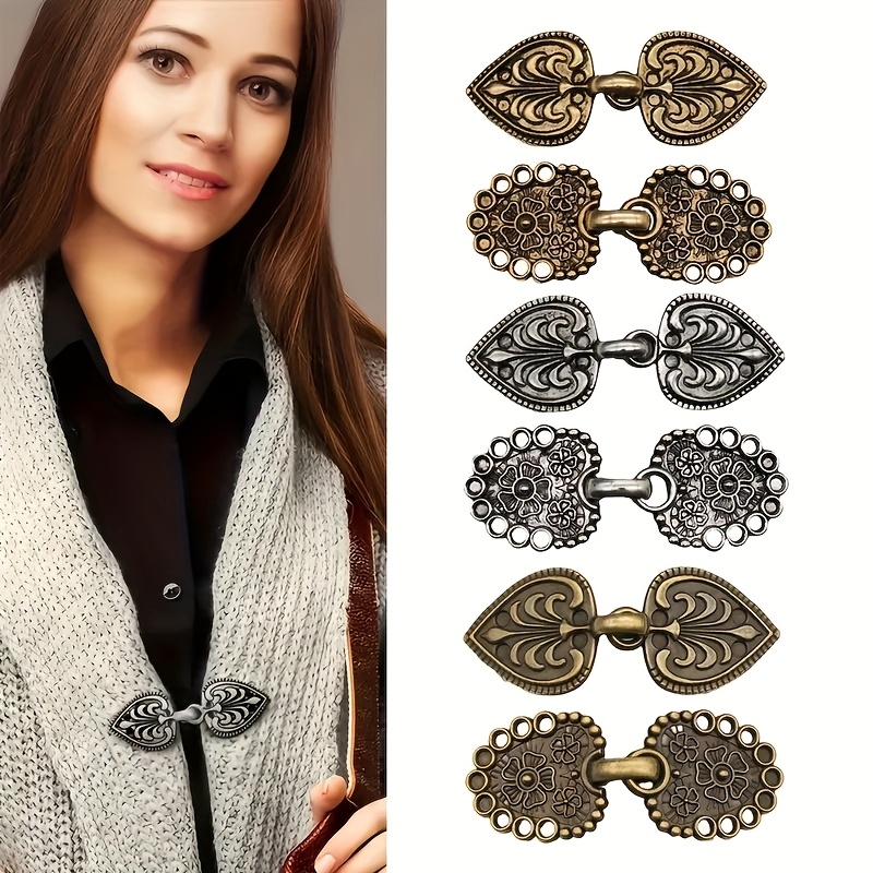 2 set of vintage swirl sweater clips vintage shawl clips cardigan collar buckles shawl buckles shirt clips for daily use