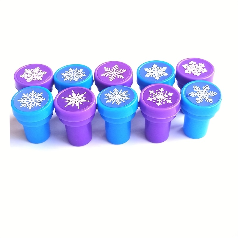 Image of 10/20/30pcs Winter Snowflake Stamps Assorted Colored Stamps Plastic Snowflake Hand Stampers For Card Making Xmas Holiday Party Favors (dark Blue, Purple)