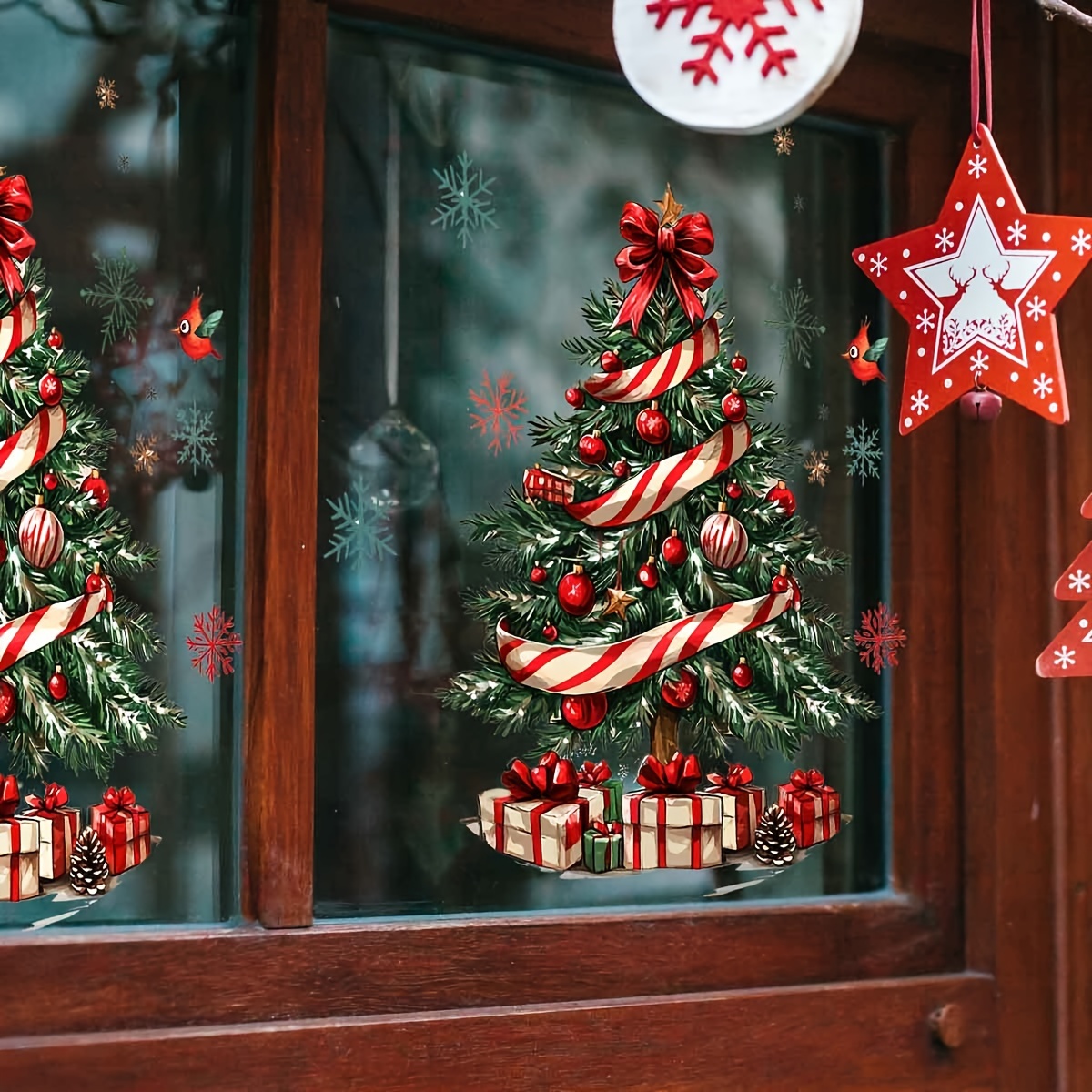 

1pc Christmas Tree & Cling - Double-sided, Removable Pvc Decal For Living Room, Bedroom, Decor