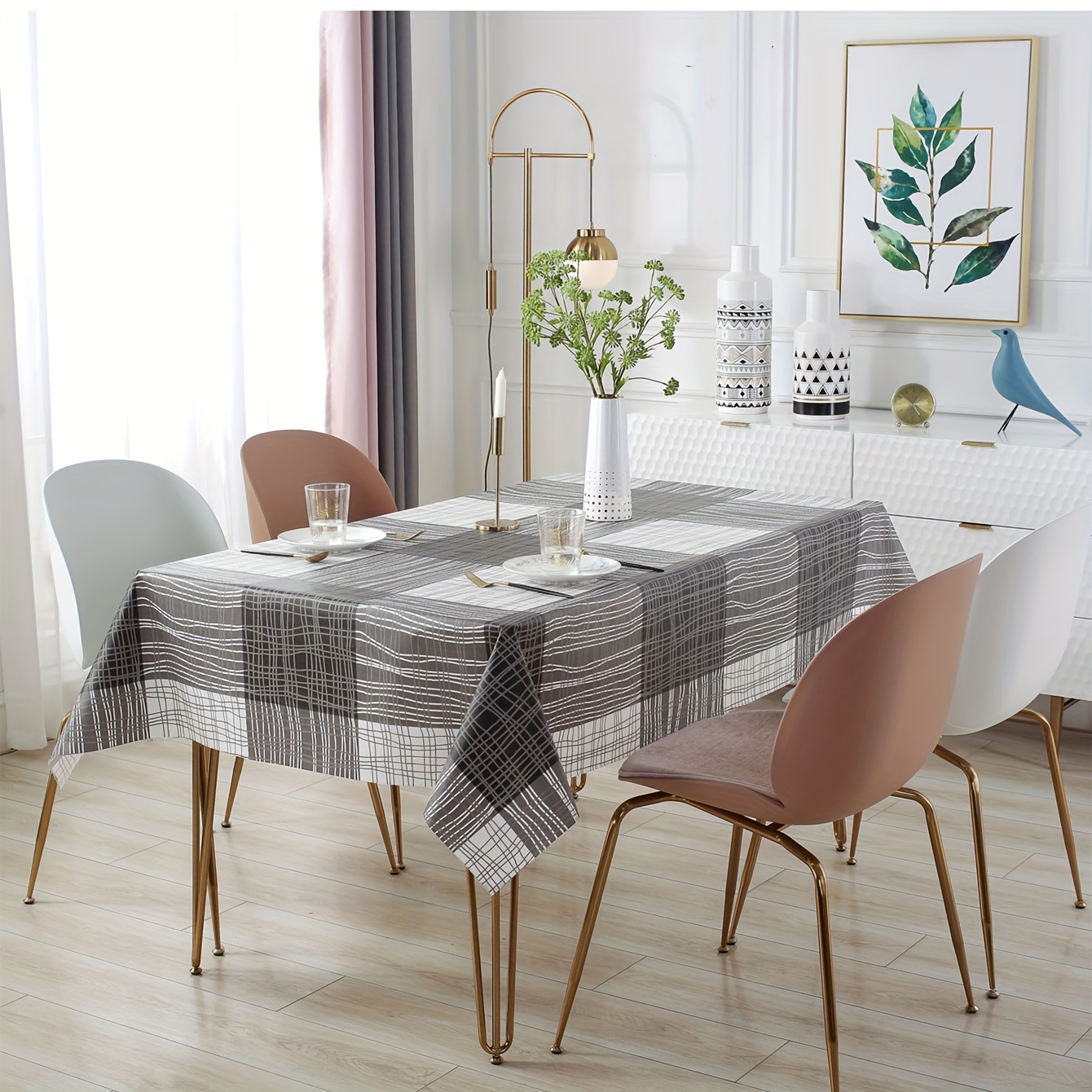 

1pc Pvc Striped Waterproof And Heat-resistant Tablecloth, Wash-free Dining Cloth, Tablecloth, Coffee Table, Reusable Tablecloth