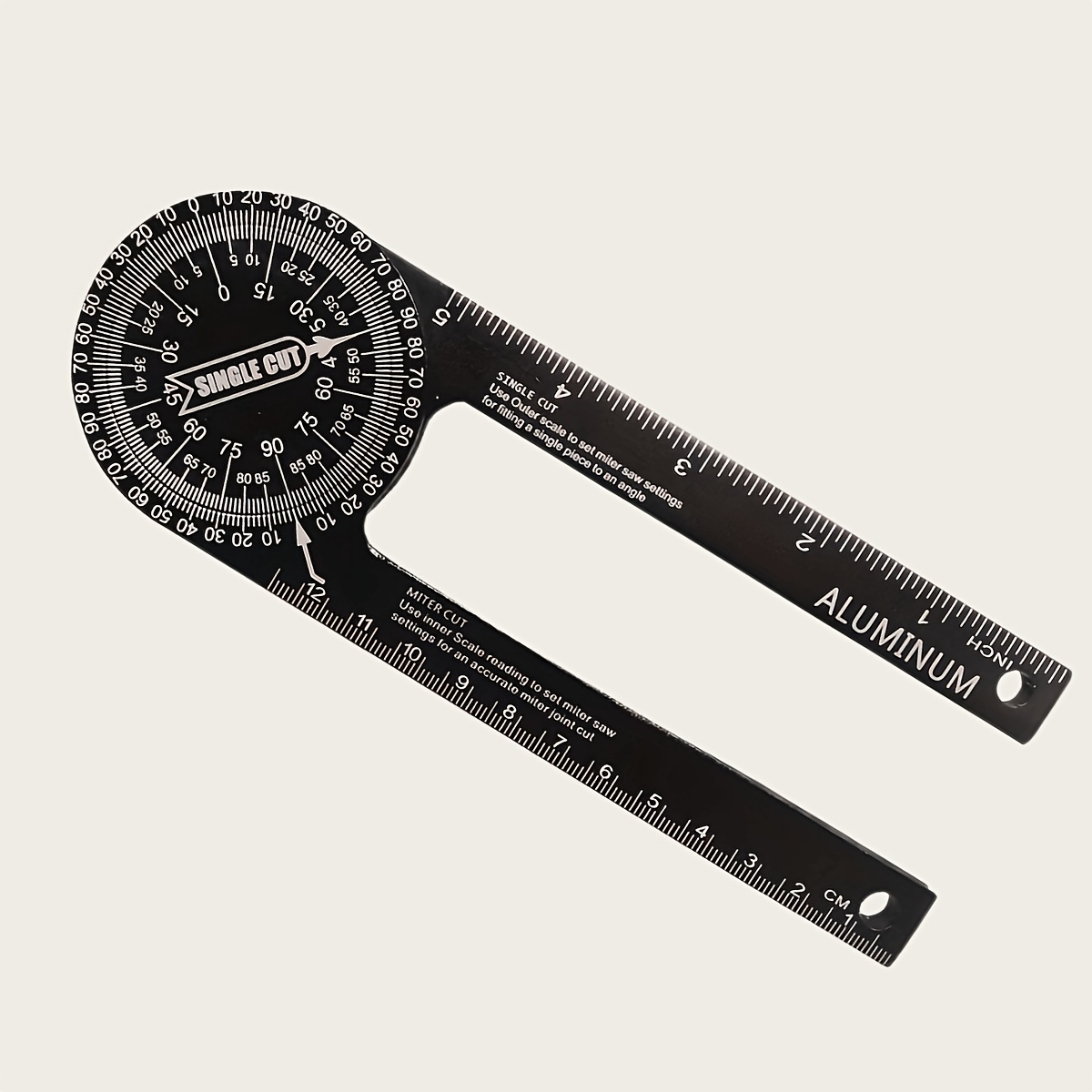 TEMU Aluminum Alloy Woodworking Miter Protractor, Inch & Metric Dual Scale Angle Measuring Ruler, Woodworking Crown Molding, Diy Direct Read Miter