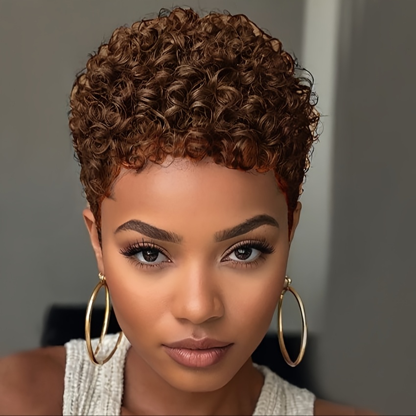 TEMU Nicelatus Short Afro Curly Wig Short Hairstyles Short Cut Wig Synthetic Afro Curly Wigs For Women Short Hair Wigs For Halloween, Christmas Party, Music Festivales