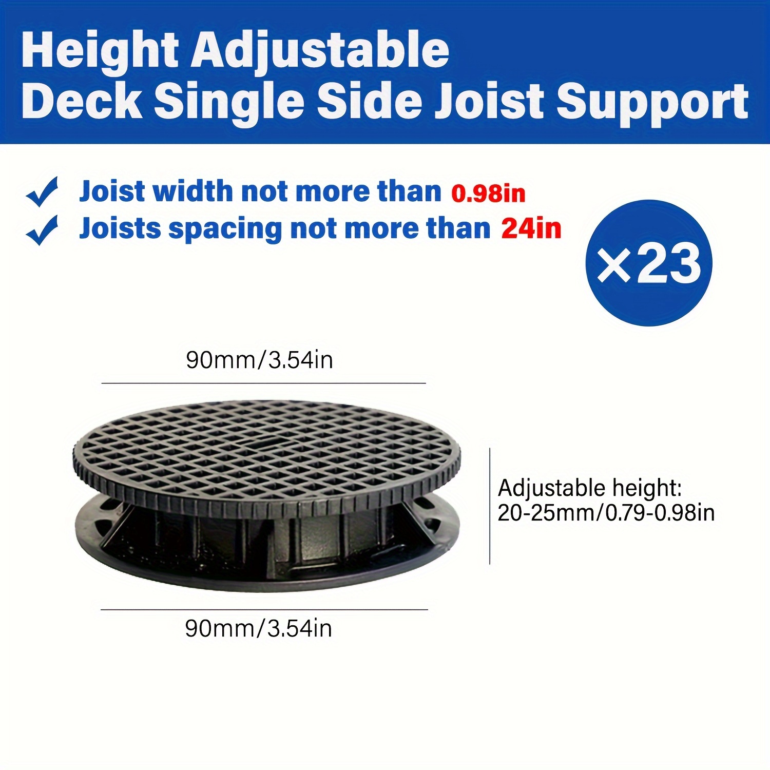 Adjustable Plastic Pedestals For Outdoor Deck Tiles - 20-25mm, Perfect For Patio & Garden Flooring Support
