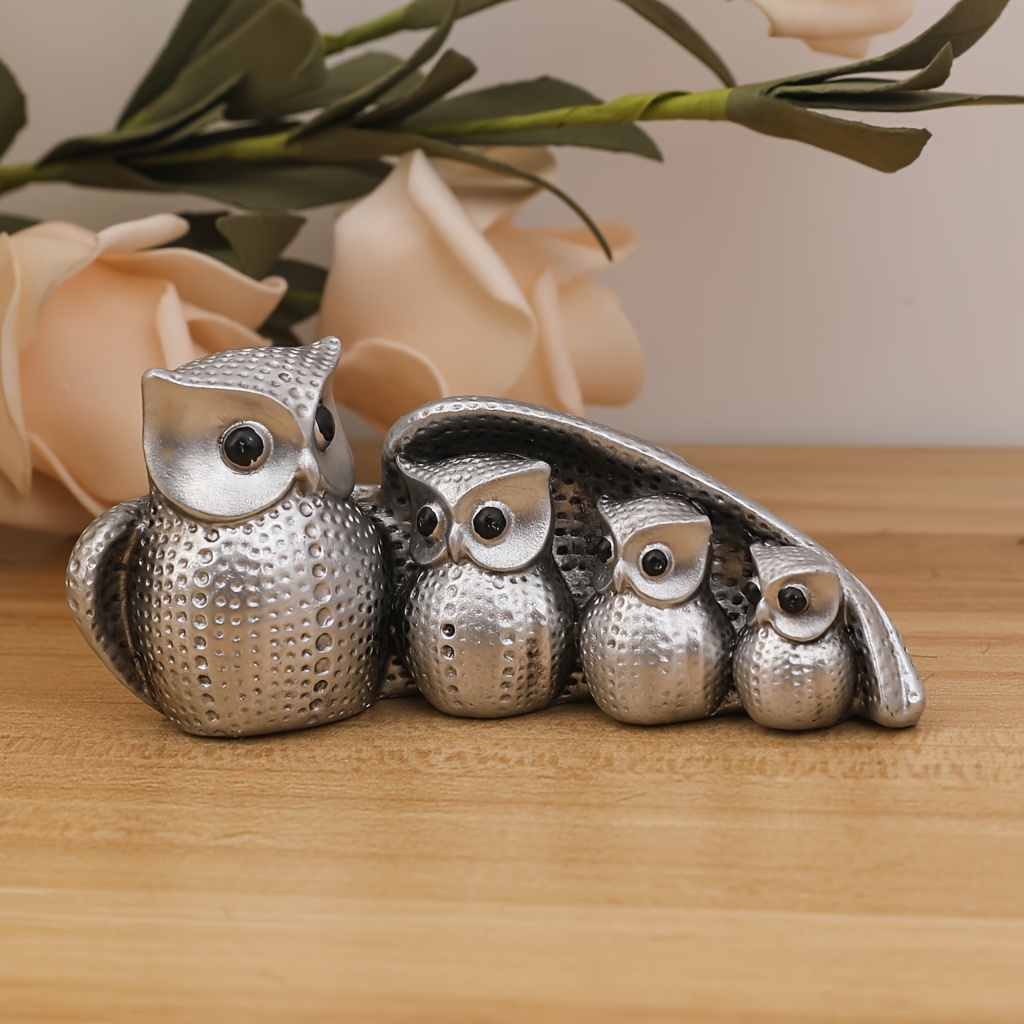 Image of Mini Owl - Golden, Desk, Living Room, Entryway, Bookshelf Decorative Ornament, Best Birthday Gift