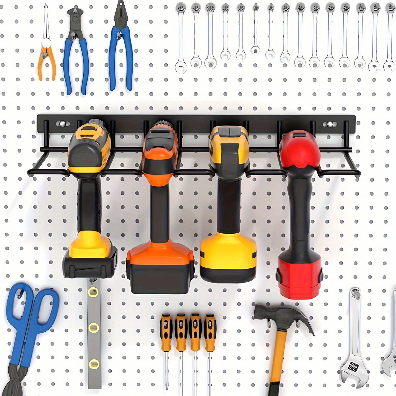 

1pc Wall-mounted Rack Power Tool Organizer Heavy Duty Utility Metal Tool Shelf Drill Wall Mounted Storage Rack Tool Storage Organizer Holder