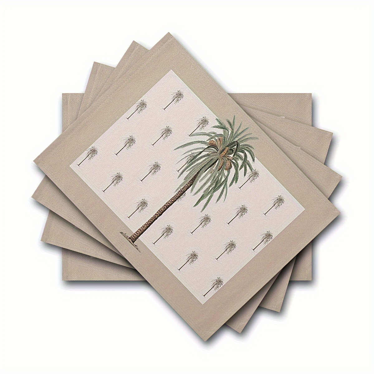 

4pcs, Placemats, Dinner Heat Resistant Table Mats, Tropical Beach Palm Tree Printed Washable Non-slip Insulation Placemat, For Banquet, Kitchen Dining Table Decor