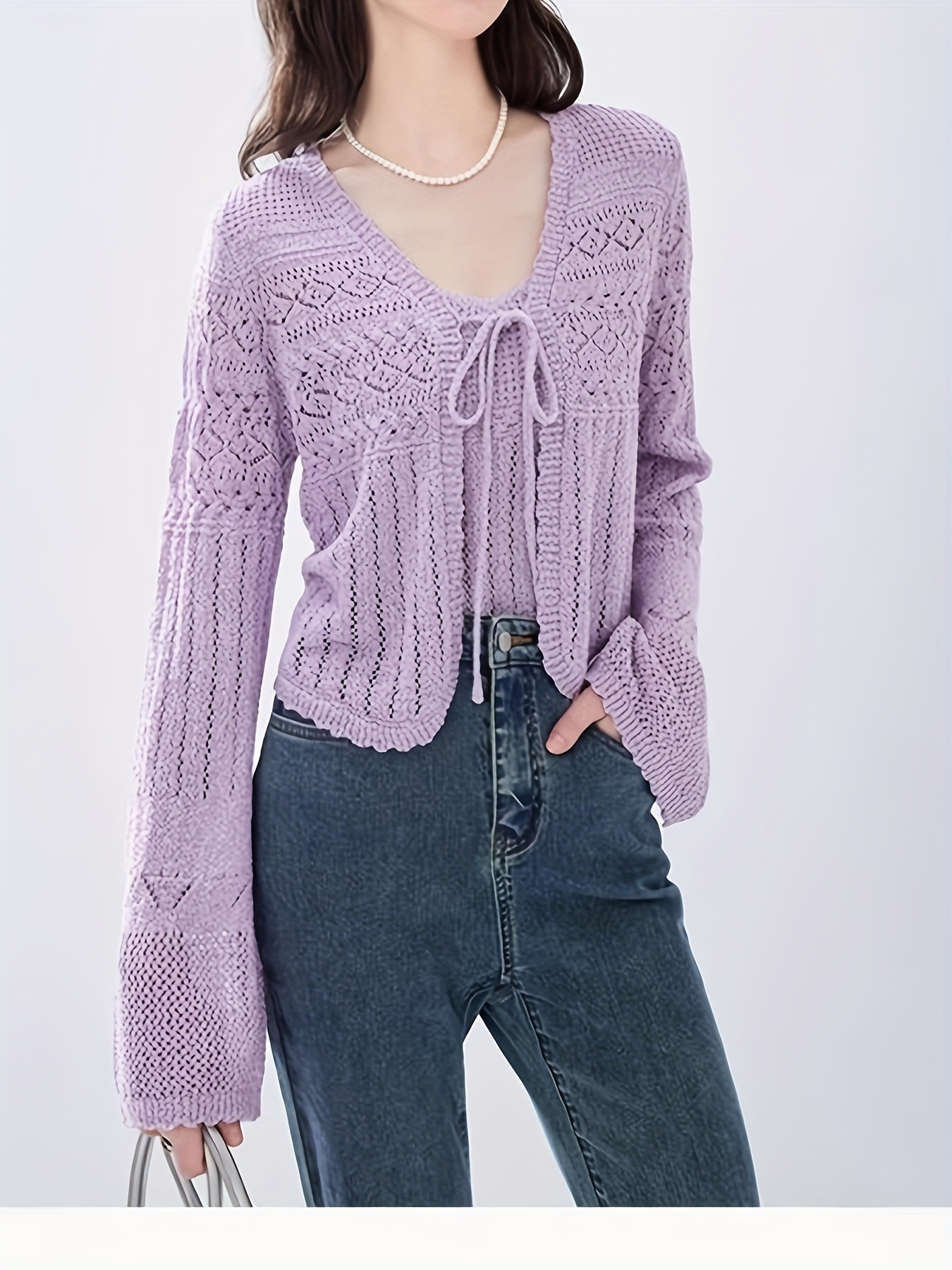 short knit two piece cardigan set women women's clothing Temu