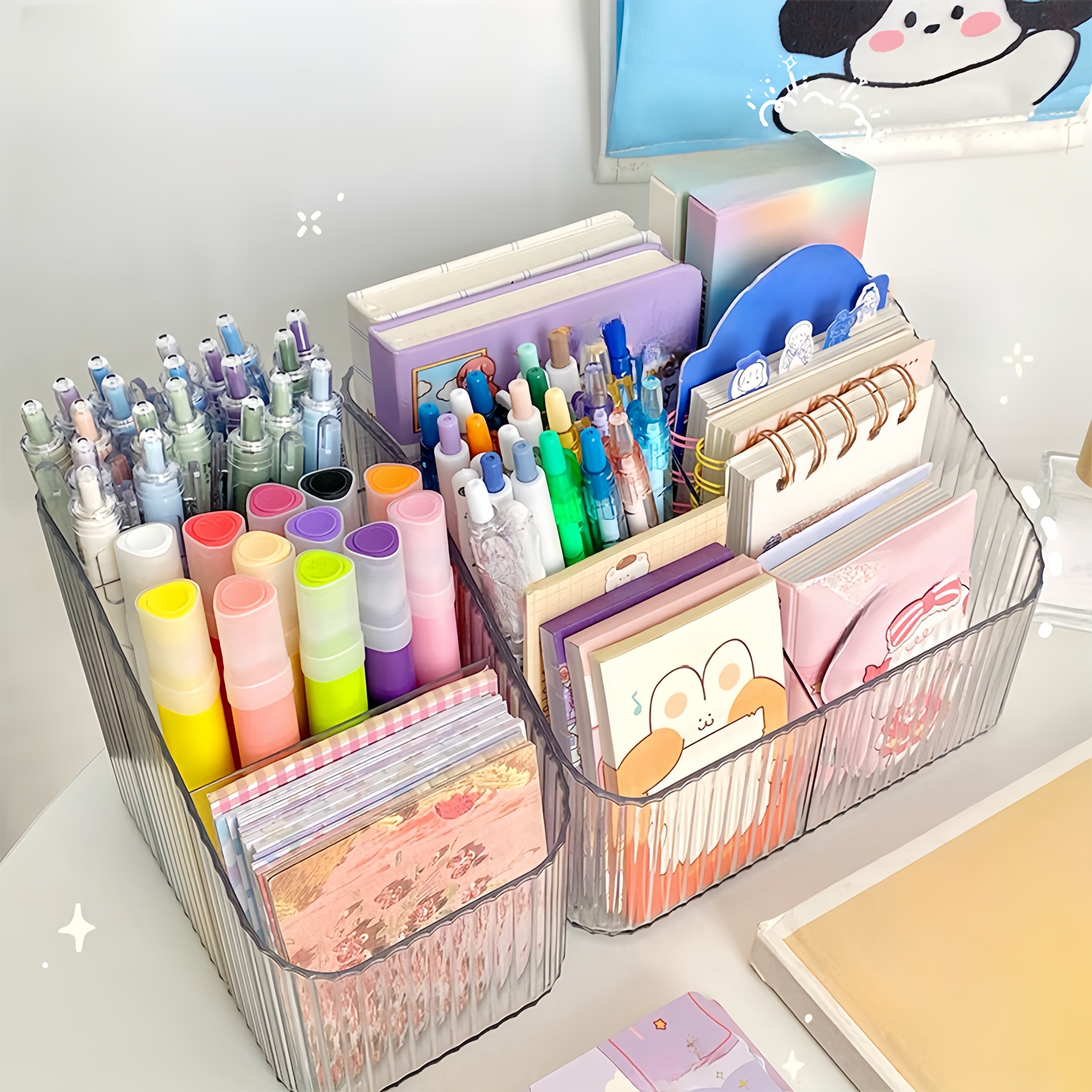 1pc multifunctional desktop storage box stationery storage cosmetic layered storage pen holder painting pen storage details 0