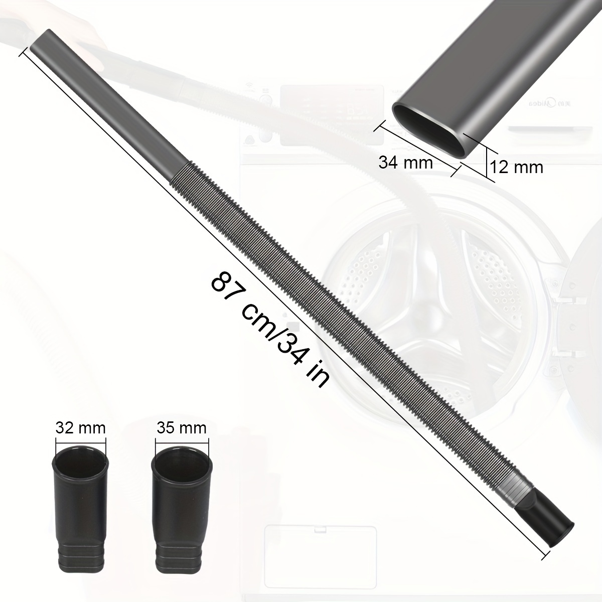 Image of Dryer Vent Cleaner Kit Vacuum Hose Attachment With 32mm + Adapter For Most Vacuum Cleaners, Lint Remover, Dryer Lint Vacuum Attachment, Grey