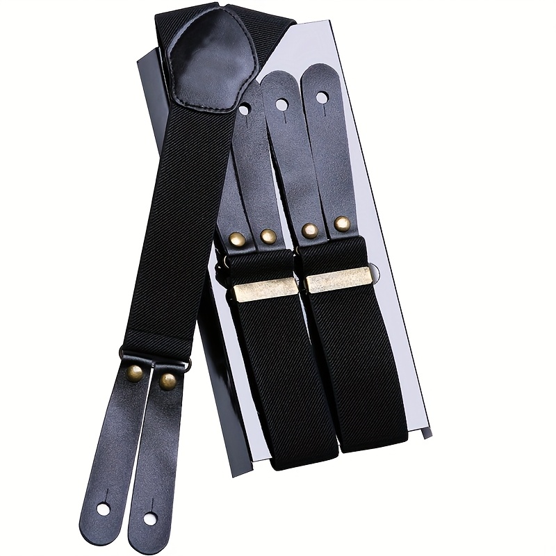 Image of Men's Braces Button End, Button Braces For Men Trousers Heavy Duty, Men Braces For Trousers With Buttons 1.4" Wide Adjustable Elastic Y Shape