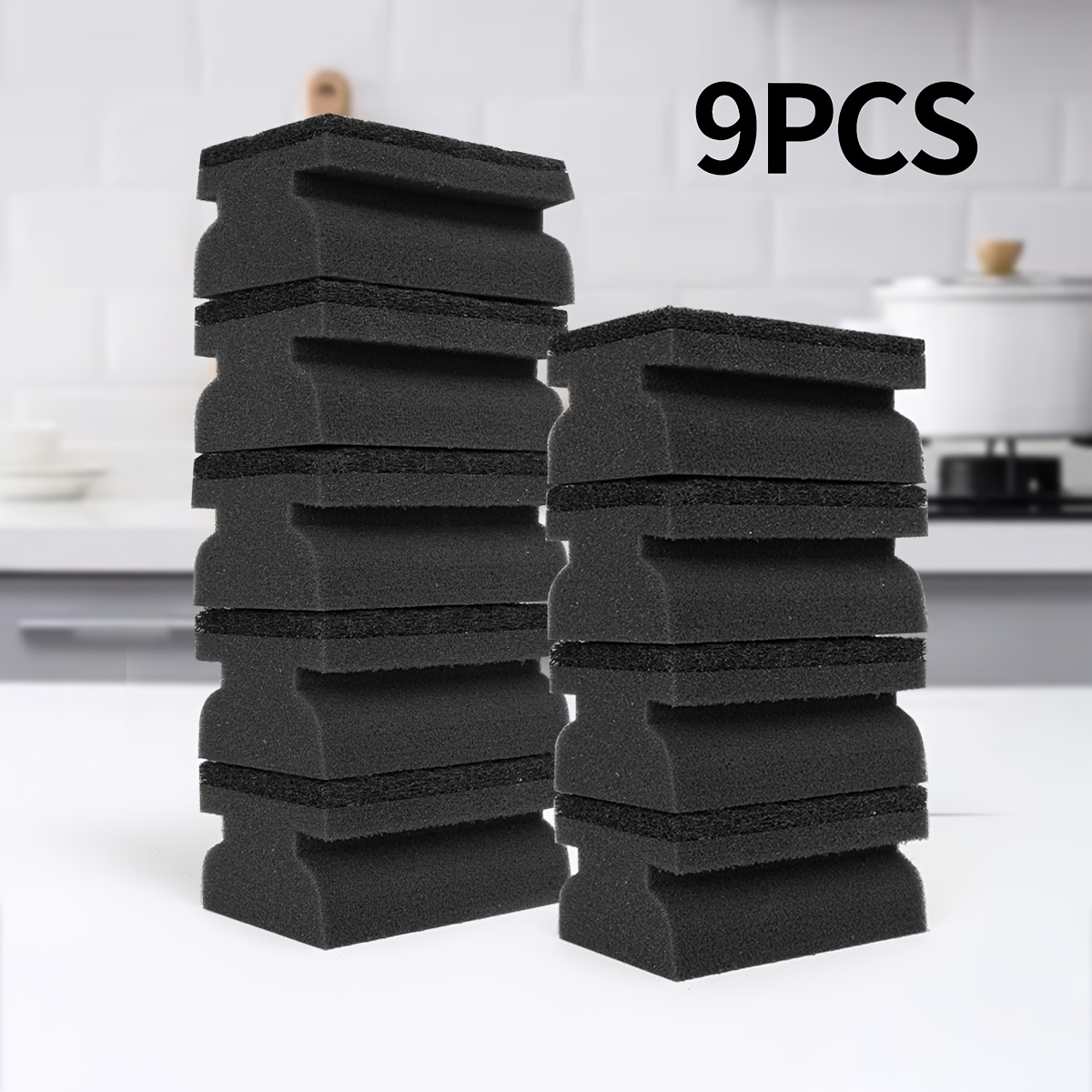 3/6/9/12pcs Black Kitchen Workman Sponge Cleaning, , Durable, Absorbent, Strong Cleaning Tool For Dishwashing, Pot Cleaning, And Kitchen Utensils