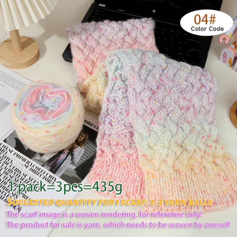 Image of Alpaca Knitting Chunky Yarn Gradient Long Section Dyed Scarf Yarn For Handmade Knitting Men And Women Scarves, Sweaters, Coats, And Hat Yarn Material Line 3pcs/pack
