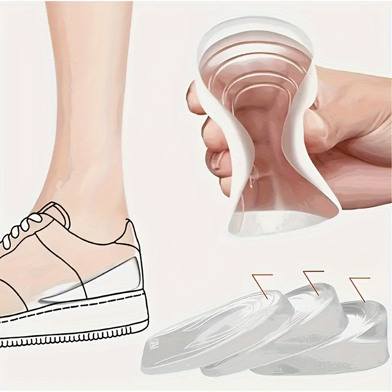 

1pair Transparent Silicone Heel Insoles, Non-slip Shock-absorbing Insoles, Soft Elastic Height Increasing Heel Inserts