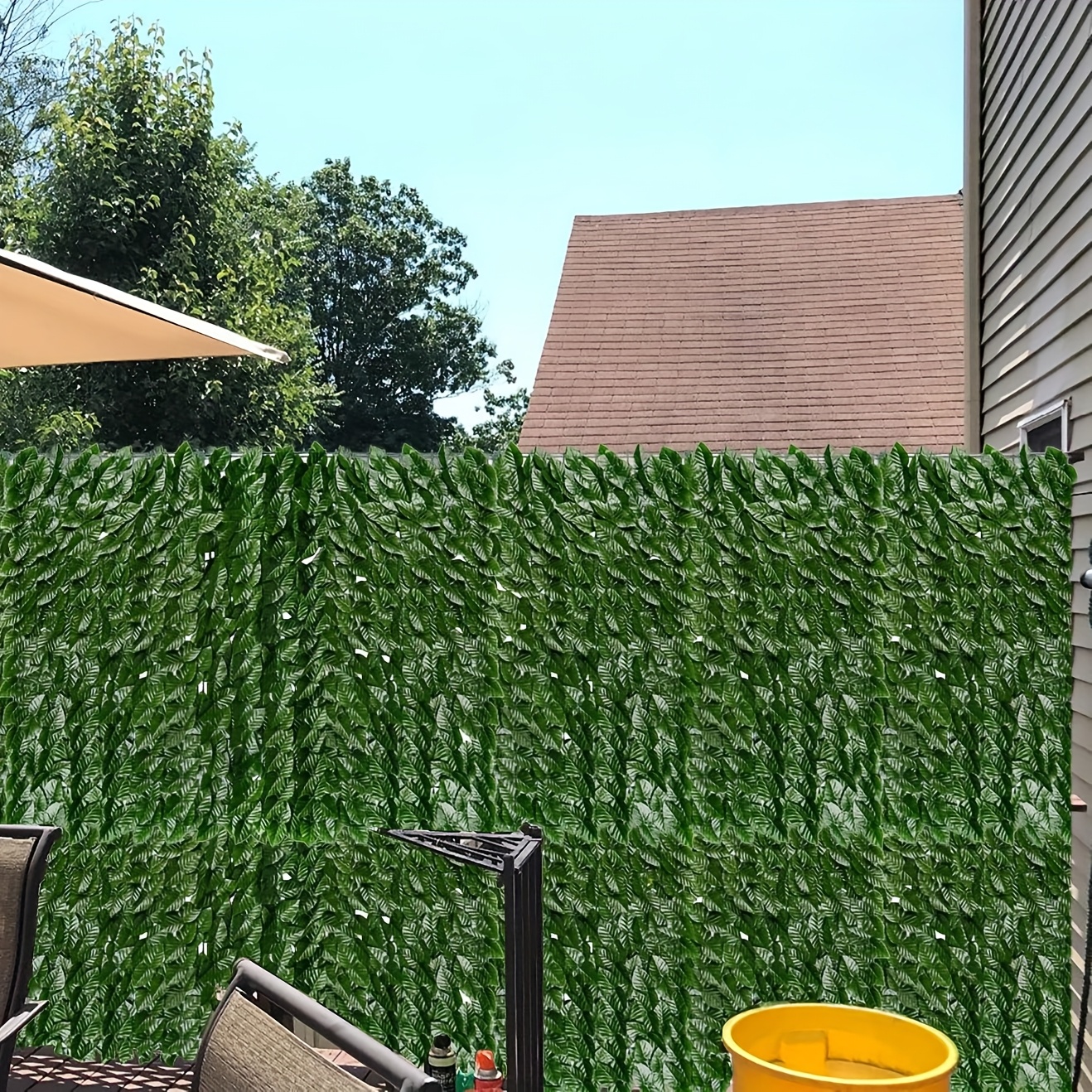 118.11inch x 39.37inch Expandable Artificial Evergreen Ivy Privacy Fence Screen - UV-Protected, Waterproof Plastic Vine Leaf Panel for Outdoor Garden, Patio, Courtyard Decor - Versatile Green Wall Hedge Cover, Fence Decor