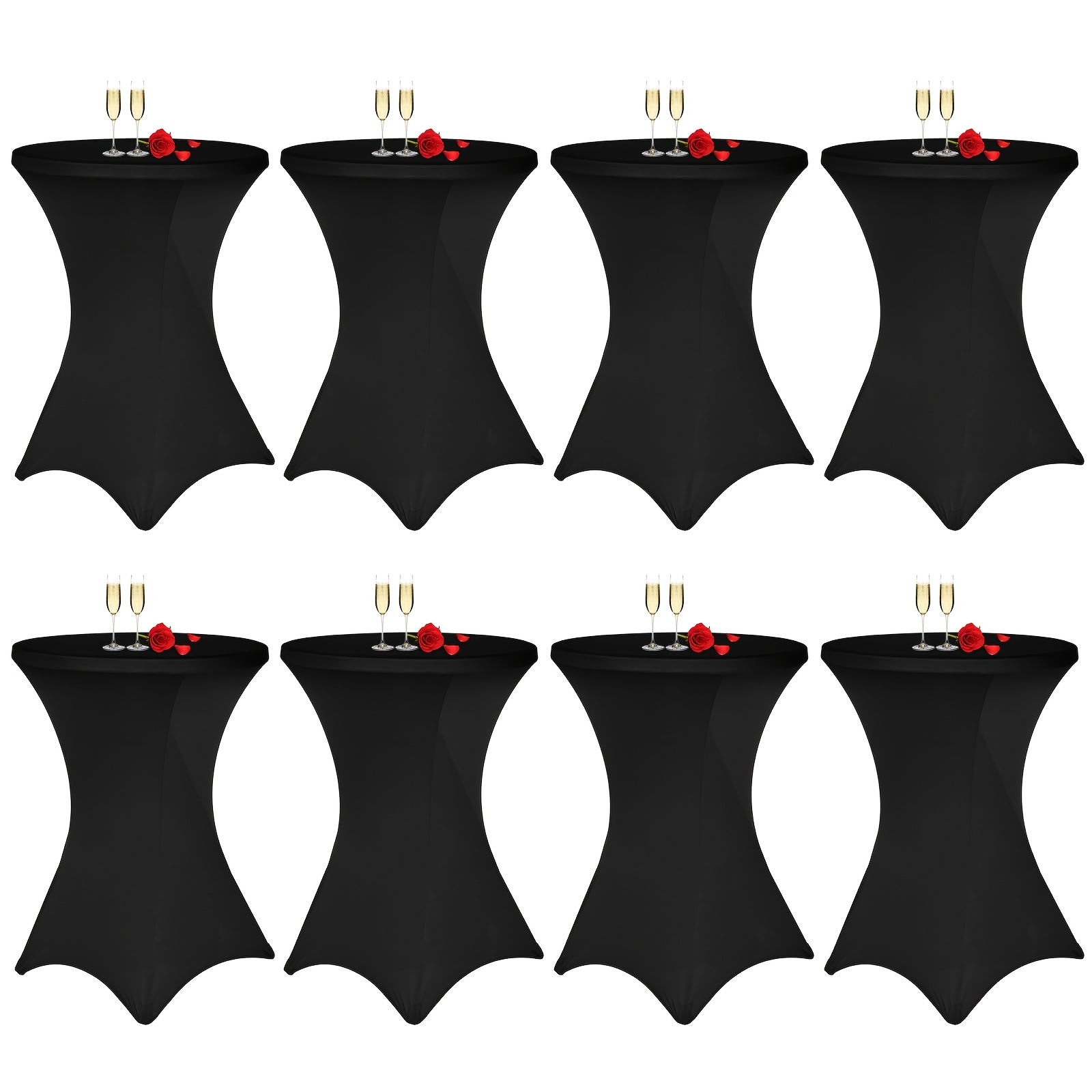 Image of 8pcs Set White Stretch For Bar/cocktail Table Cover, Suitable For Bar Tables And Bistro Tables With A Diameter Of 80-85 Cm, With Foot , Stretch Tablecloth, Suitable For Weddings, Birthday Celebrations