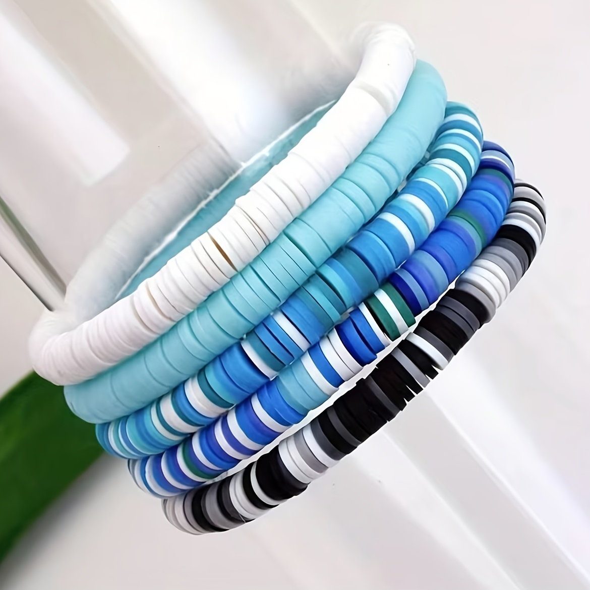 Image of 5pcs Polymer Clay Bracelet Set, Versatile For Daily Wear, Bracelet Banquet Jewelry