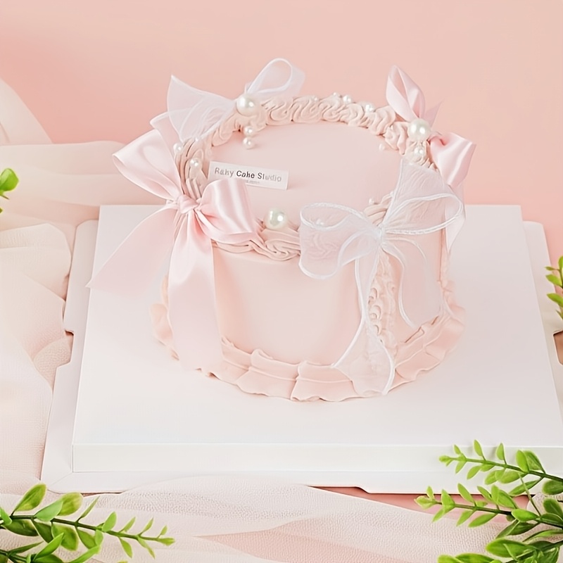 Pink Bow Pearl Style Decorative Ornament, Ribbon-shaped Party Decoration, Suitable For Birthdays / Weddings / Photo Backdrops