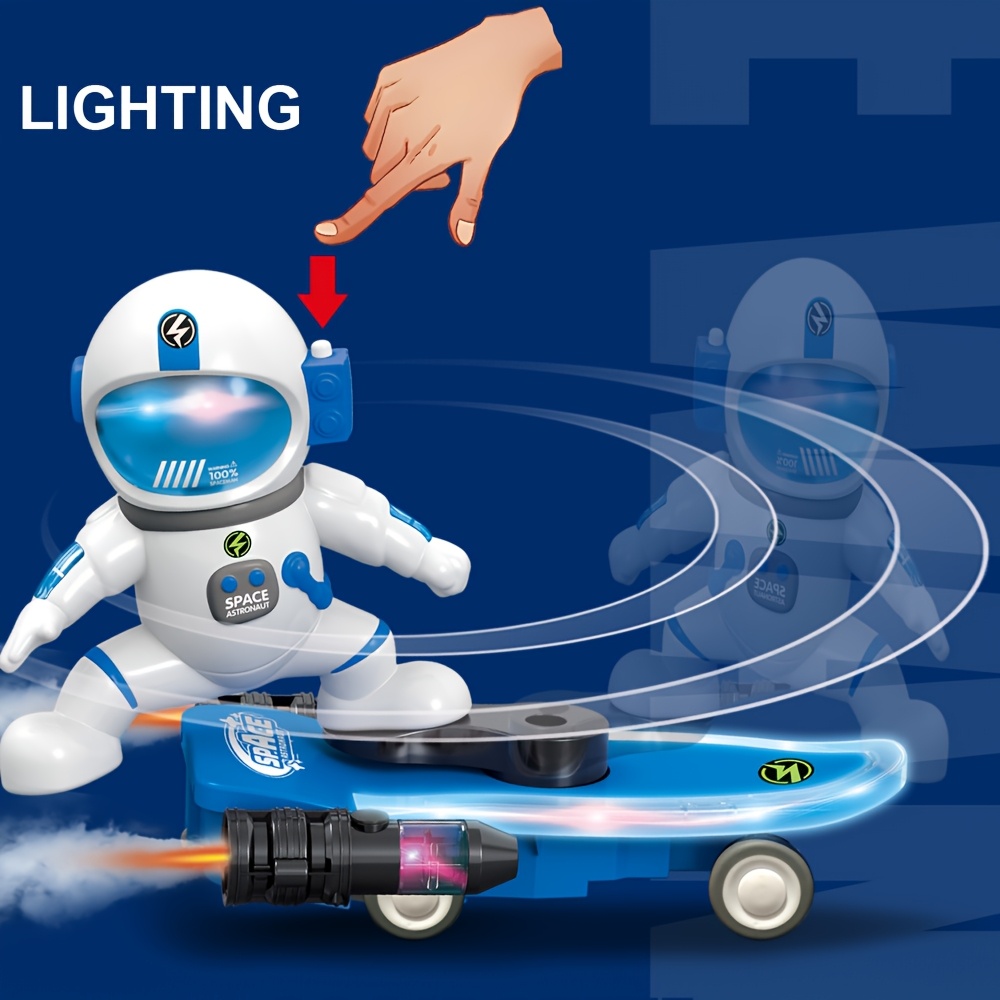 5-in-1 Space Explorer Skateboard Toy with Lights & Spray, 360° Rotating Multi-Play Remote Control Car, Indoor/Outdoor Rechargeable RC Car, Vibrant Colors (Red, Green, Blue, Purple, Yellow) - Perfect Birthday, Easter Gift for Boys & Girls, Space Toy, Imaginative Play, Playful Design, Durable Plastic