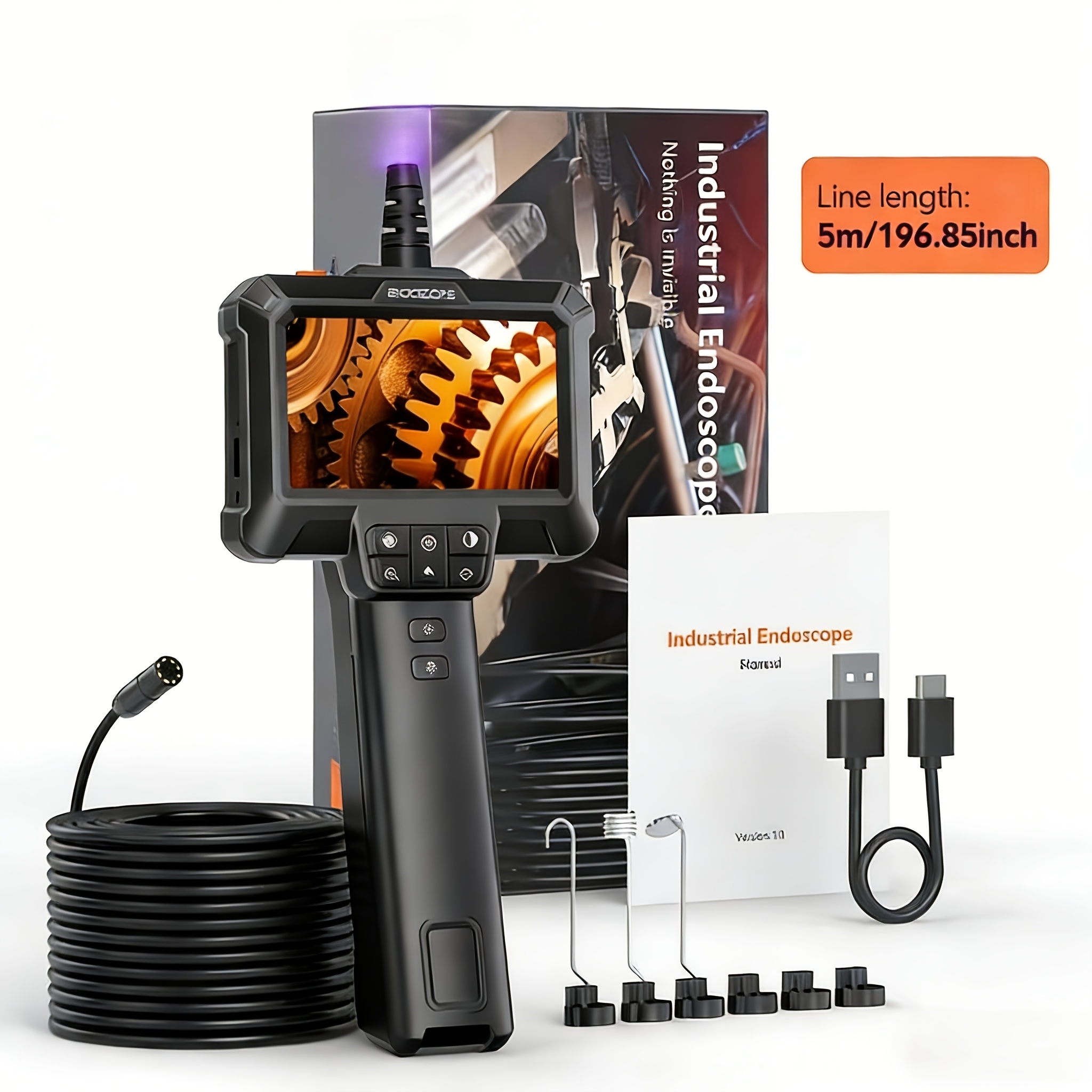 Heavy-Duty Endoscope Camera with Light - IP67 Borescope, 8 Adjustable LED Lights & 4.3” LCD Screen, HD 1080P Inspection Camera with 16.5ft Semi-Rigid Cord Suitable for, Automotive, Plumbing, HVAC, and Use 12 Heavy-Duty Endoscope Camera with Light - IP67 Borescope, 8 Adjustable LED Lights & 4.3” LCD Screen, HD 1080P Inspection Camera with 16.5ft Semi-Rigid Cord Suitable for, Automotive, Plumbing, HVAC, and Use