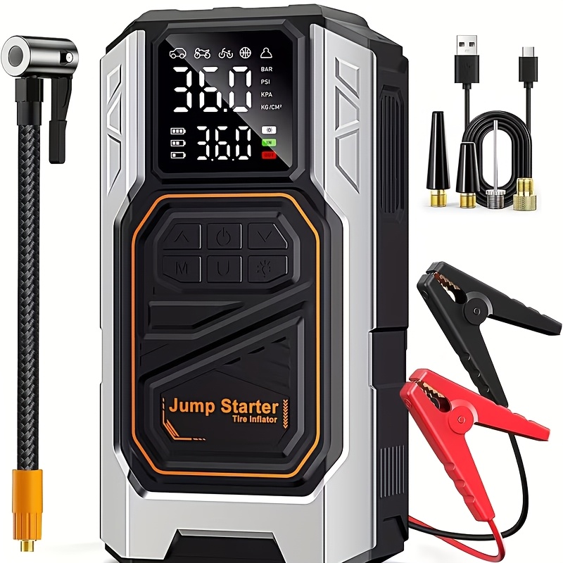 TEMU 7000a Portable Car Jump Starter With Air Pump Optional 7000a Car Jump Starter Only, Car Battery Charger, Suitable For 2.64 Gallon Gas .38 Gallon