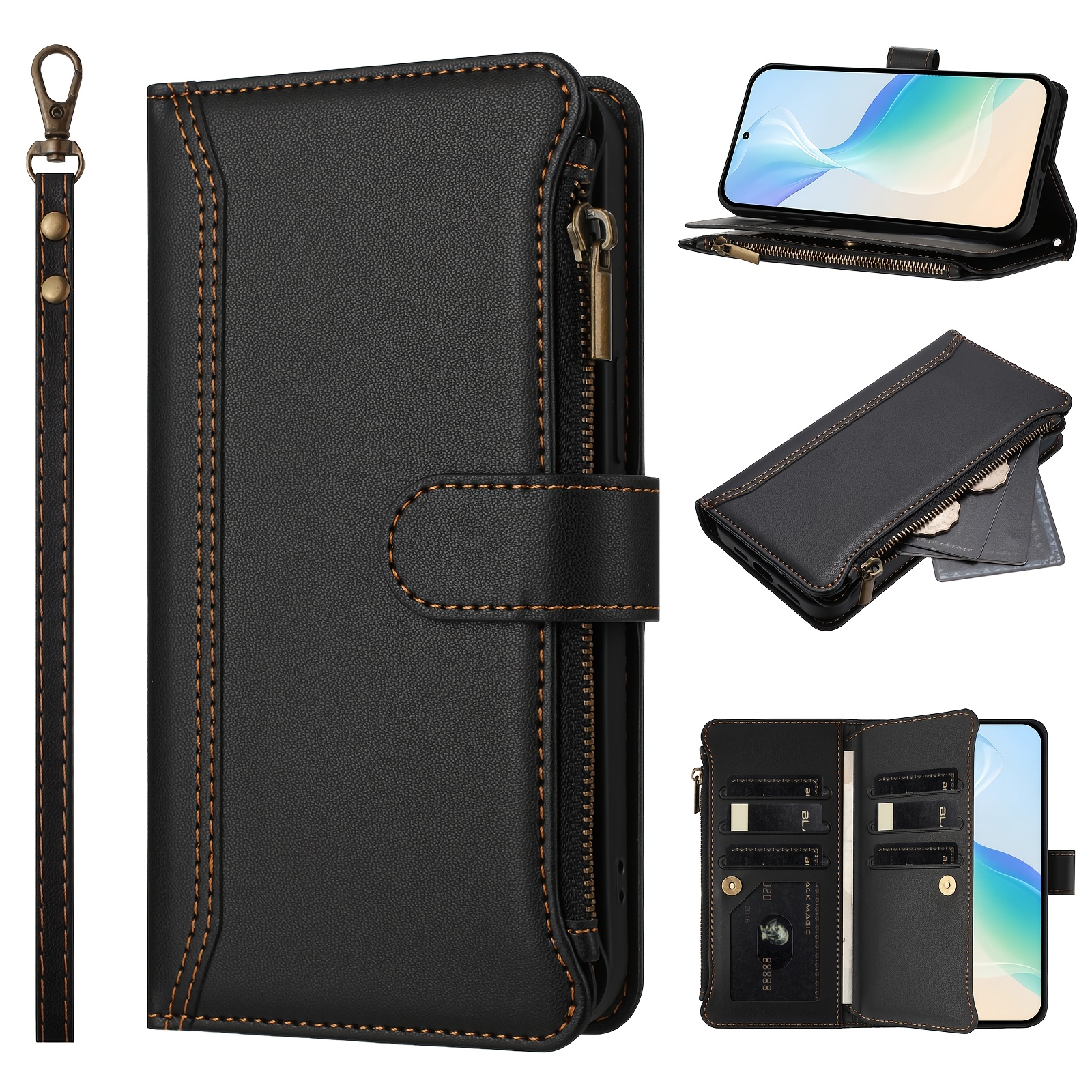 TEMU Phone Case: For A27 5g Case Wallet, [9 Card Slots] Women Men, Kickstand, Wrist Strap, Zipper, Card Holder, Credit Slots, For A27 5g Phone Case