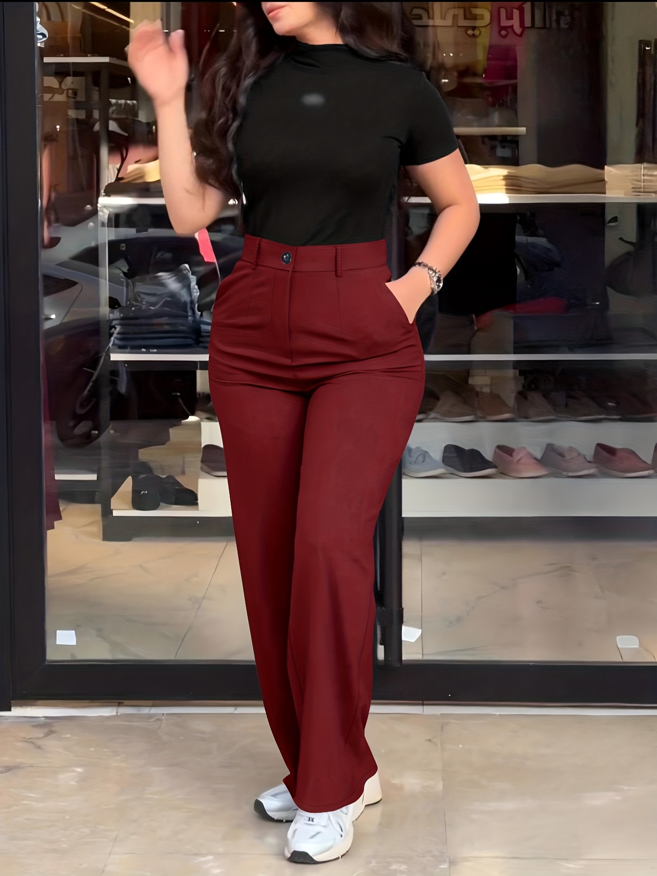 Women's Solid Color Casual Slim-Fit Long Pants