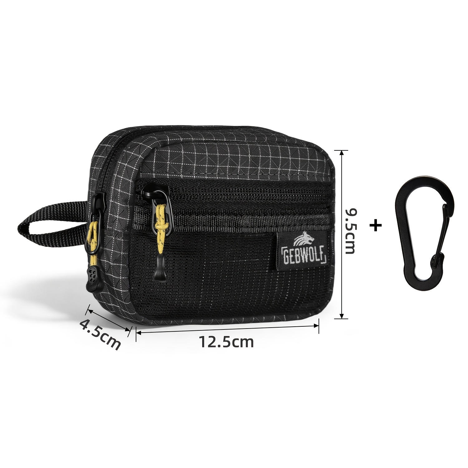 TEMU Pochette de rangement multifonction EDC d'extérieur pour course, vélo, randonnée, sac de camping, portefeuille léger à fermeture éclair pour