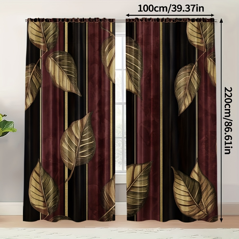 TEMU 2pcs Elegant Light Filtering Curtains - & Pattern Window Drapes, Semi-opaque Privacy Window Treatments For Living Room, Bedroom, Kitchen,