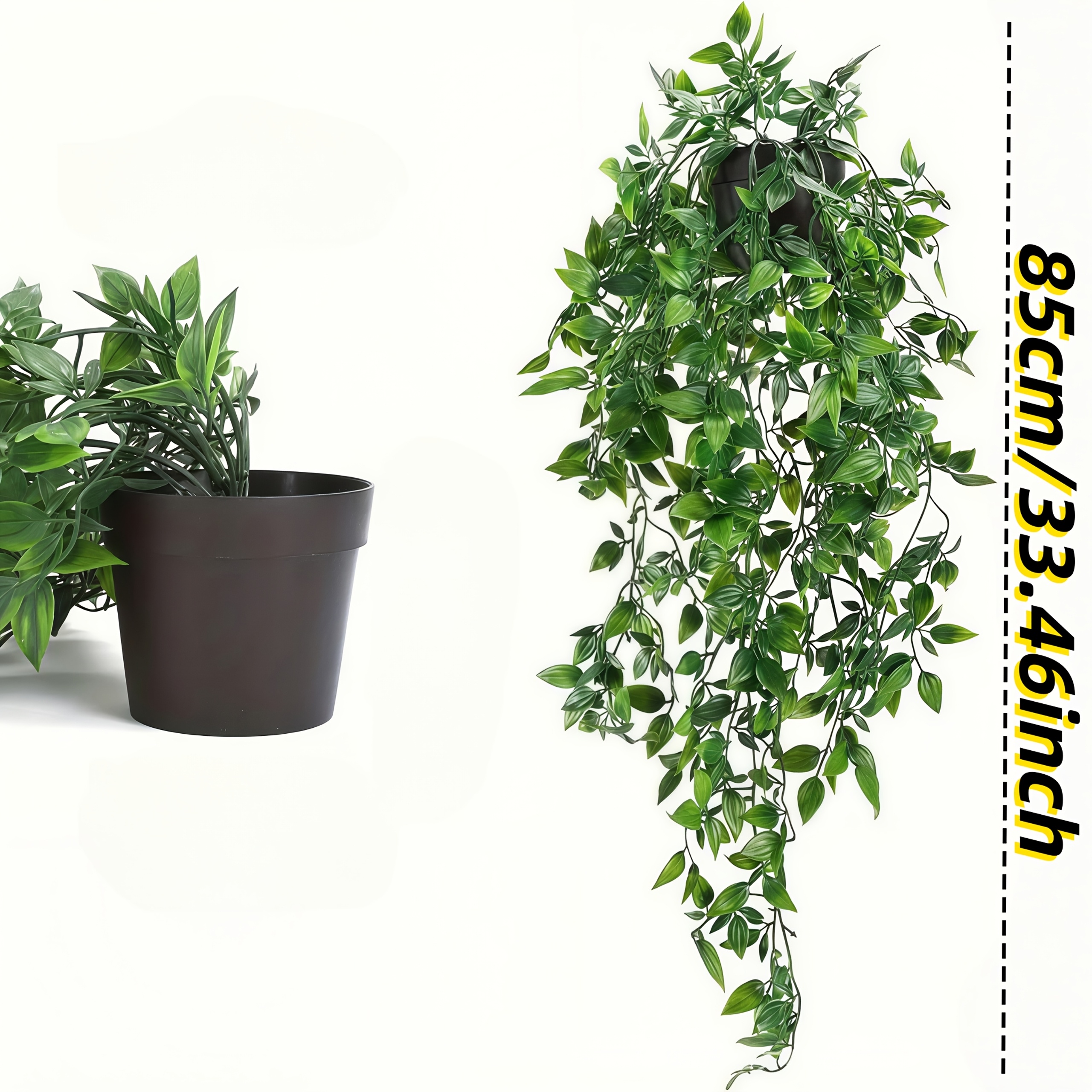 2pcs Large Artificial Green Fern Plants with Hanging Straps