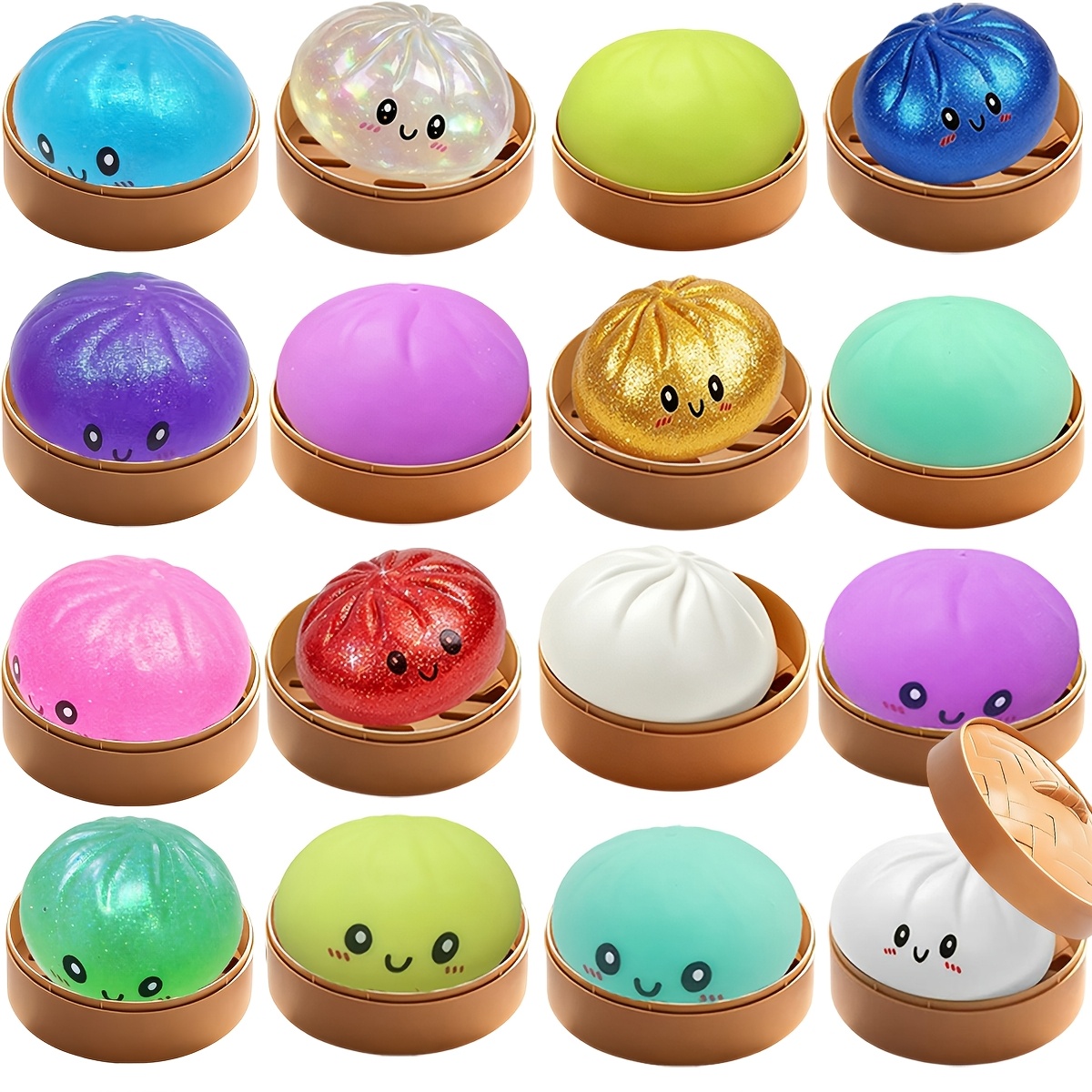 3 6 9pcs multi item fidget toy pack mini mixed glitter dumpling   balls toys soft   slow rising   bun with steamer stretchy desk decor   birthday gifts party supplies random colors styles