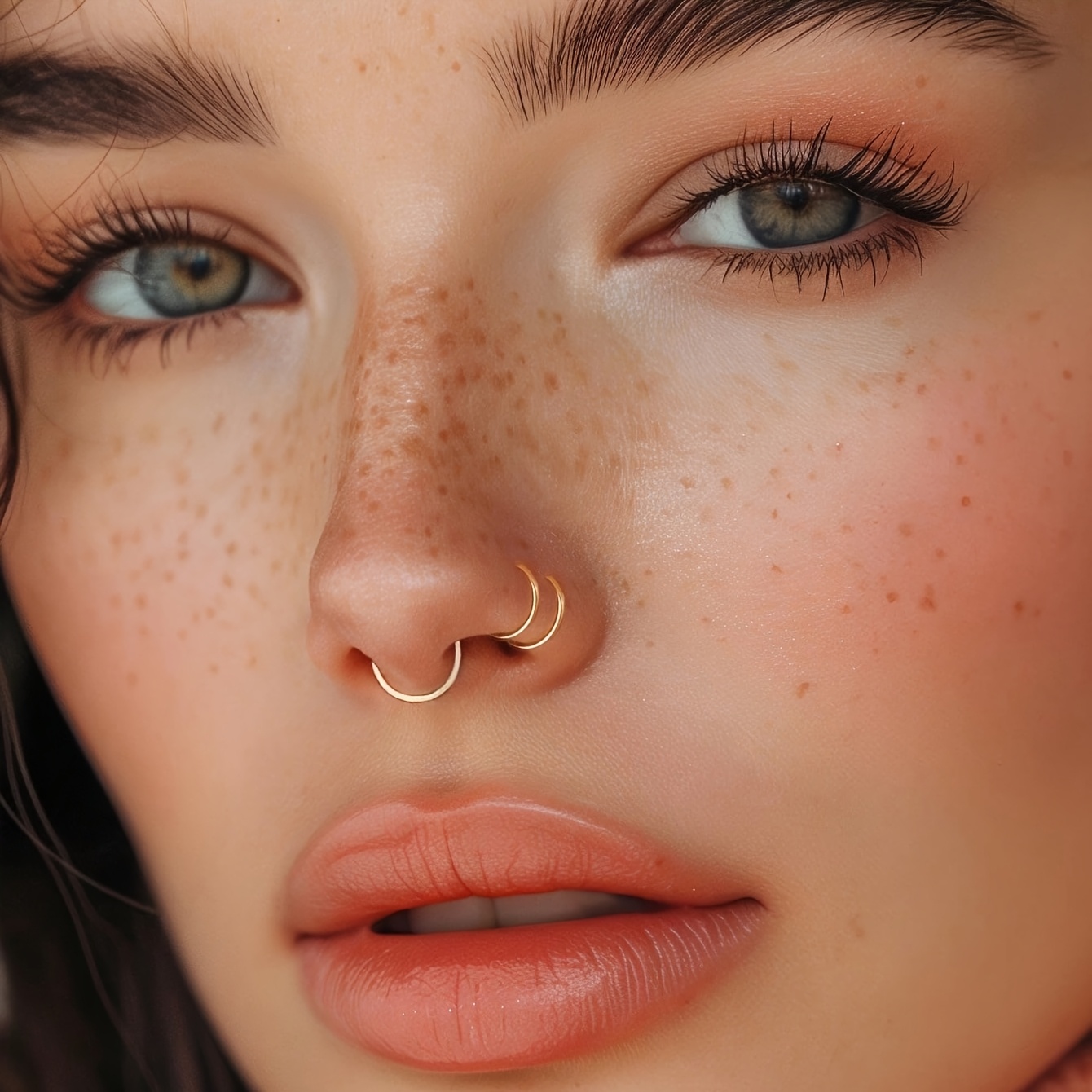 3pcs Stainless Steel Fake Nose Ring Set, Non-Piercing