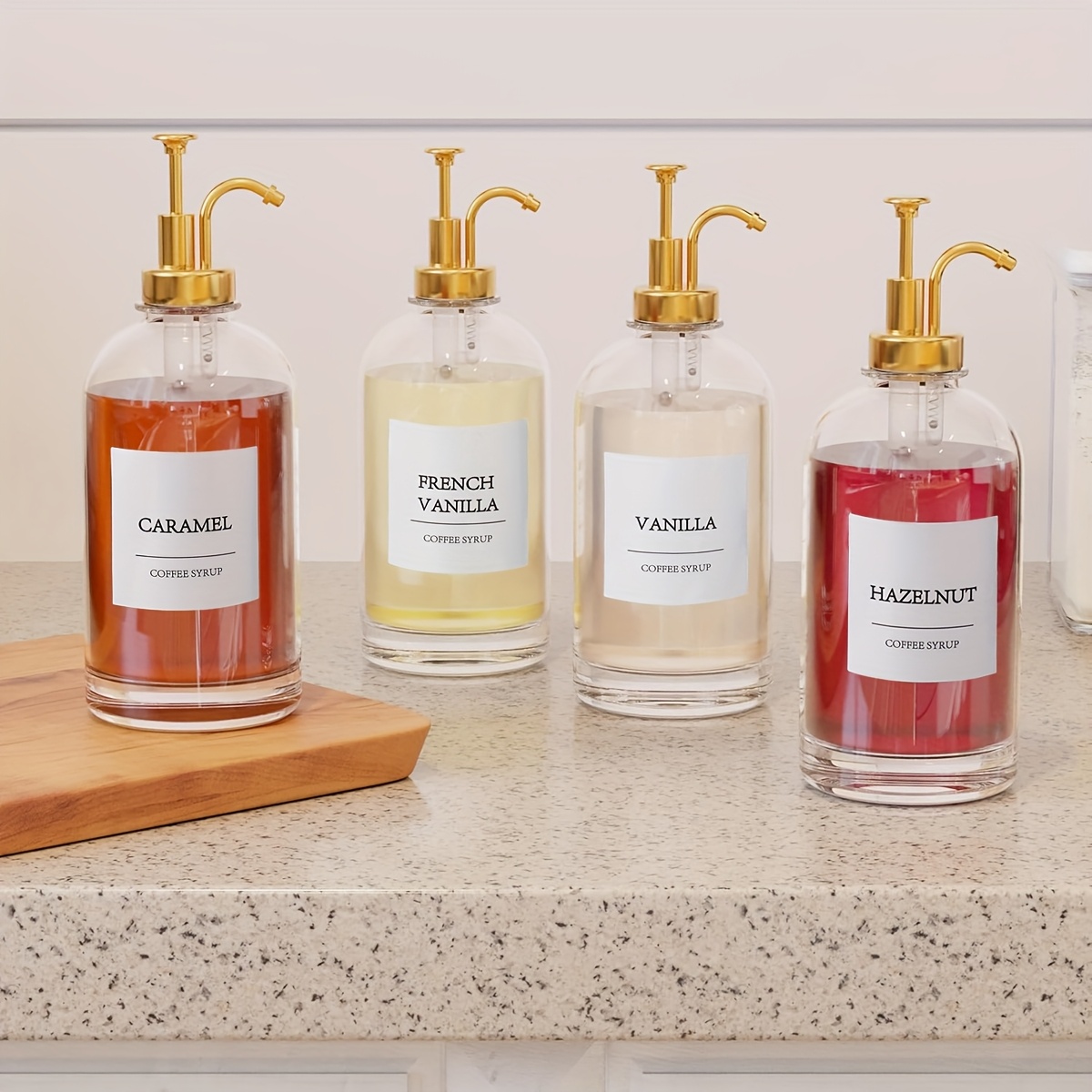 TEMU 4pcs Pump-type Condiment Bottles, Glass Sealed Against Oxidation, Bpa-free, Liquid Condiment Storage, -resistant, Suitable For Bar, Spice Table, Kitchen, Washbasin