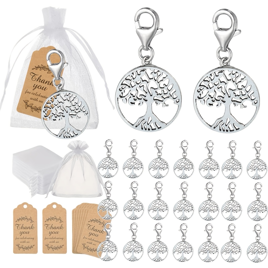TEMU Gift For Her/him 60pcs - Tree Of Life Keychain Party Favor Set, Charms Celebrating Family And Friendship, Ideal For Weddings, Bridal Gifts,