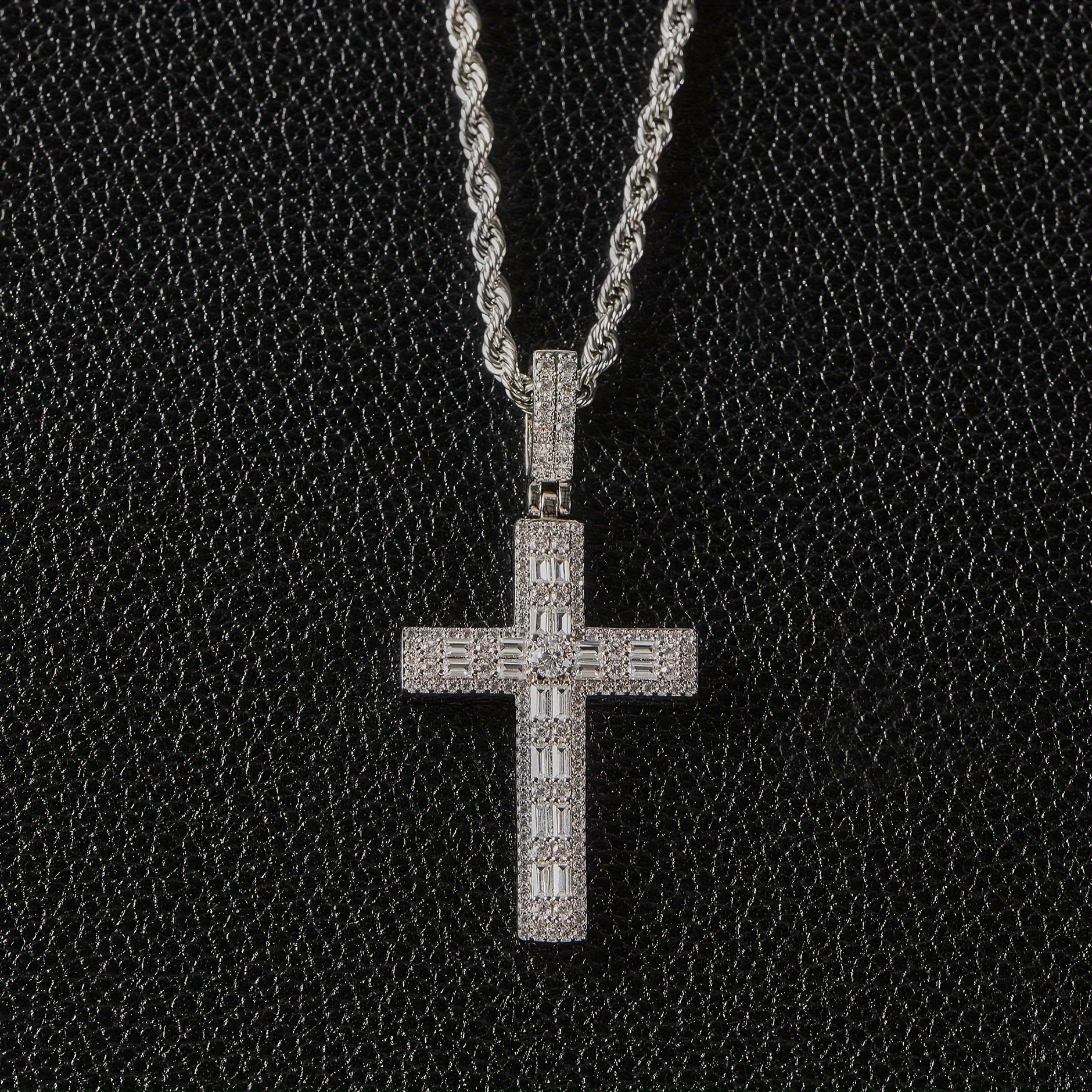 Image of Trendy Cross Inlaid Synthetic Zirconia 18k Gold Plated Birthday Necklace Gift Anniversary Everyday Surprise Gift Mardi Gras Ramadan Mother's Day Father's Day