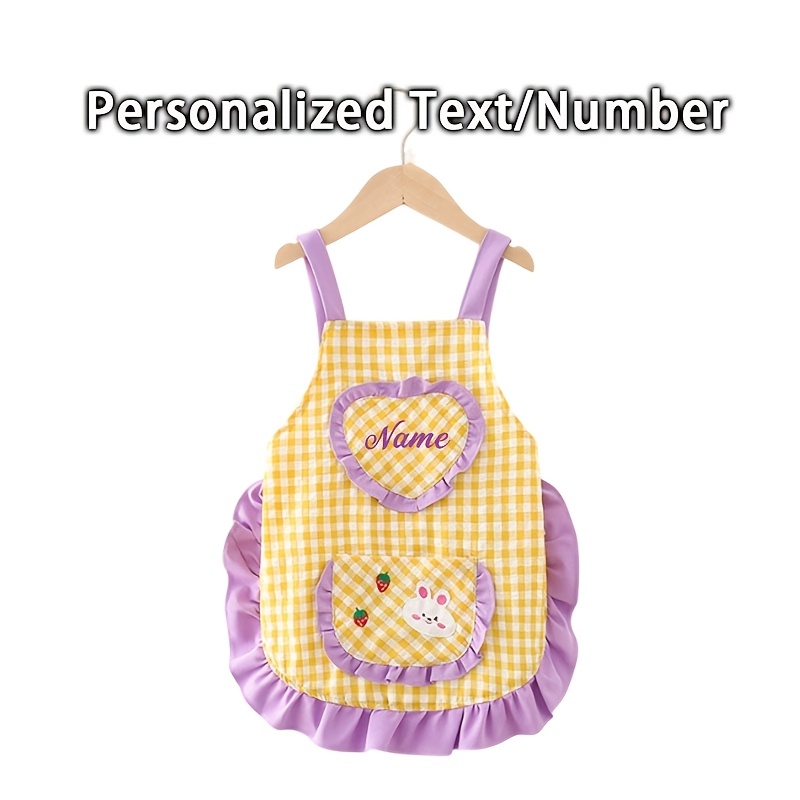 TEMU Personalized Mini Apron With Name/number & Plaid Style - Pocket Suitable For Baking, Birthday Party Costume, Durable Polyester Apron For/, Ideal