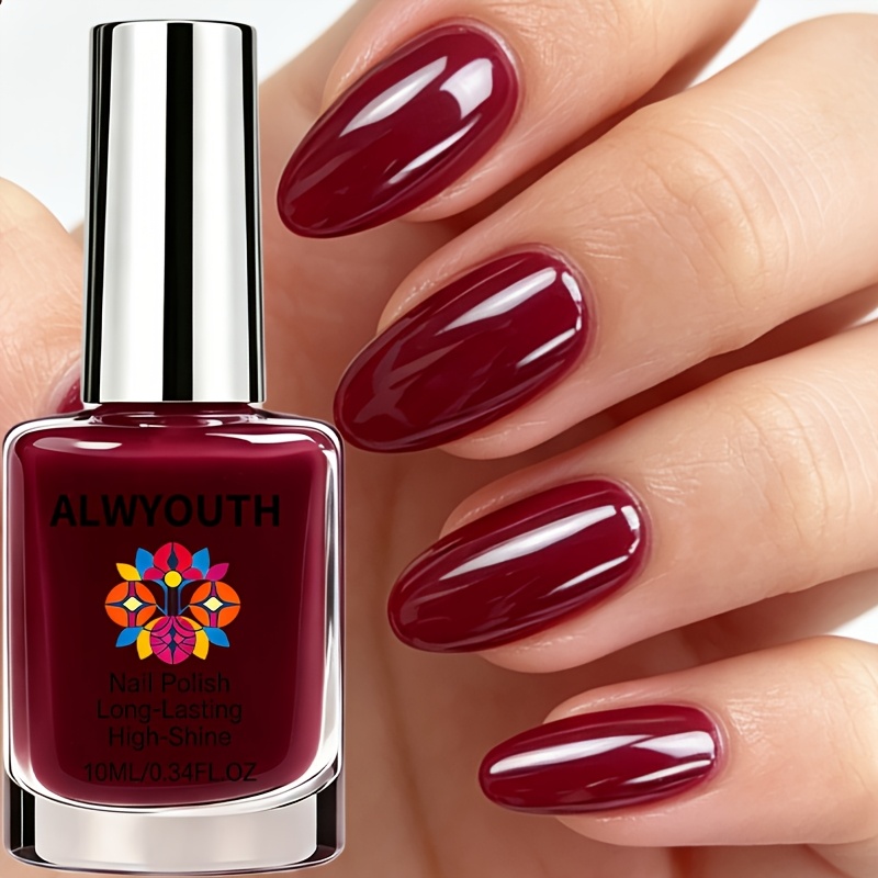 Image of Burgundy Wine Red Nail Strengthener - Quick-dry Formula, Fortifies Natural Nails, Versatile For Daily Wear, Party Essential, Enjoy Salon-quality Results At Home