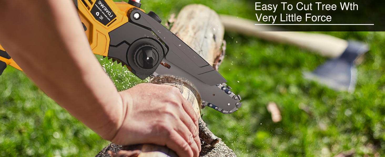 mini chainsaw cordless 6 inch handheld electric chain saw with 3 0ah battery 23ft s speed automatic chain tensioning auto oiler for tree branches courtyard household and garden details 1