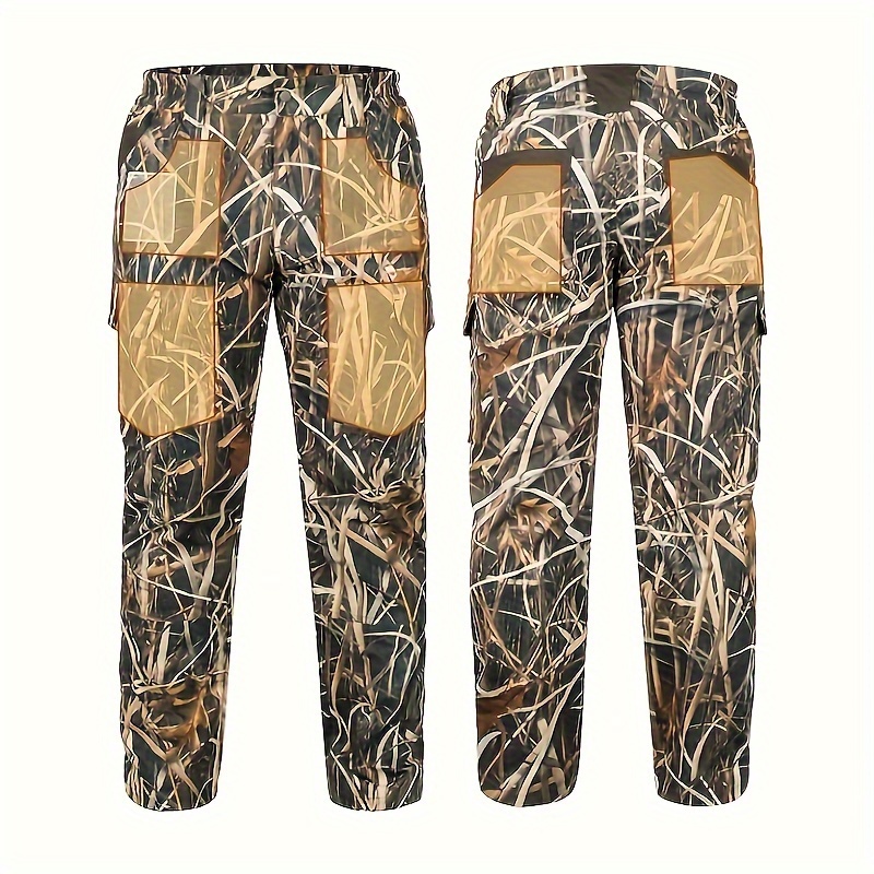 [6 Pockets Water-Resistant Camo Pants] Large Size Camo Hunting Pants For Men Water-Resistant Quiet & Matte Turkey Hunting Camo Pants For Men With 6 Pockets