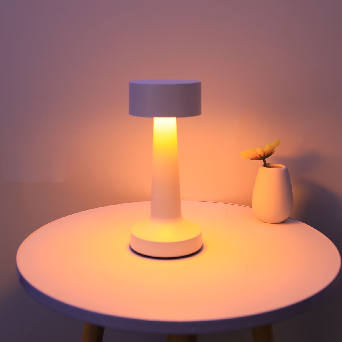 

1pc Modern Simple White Barbell Table Lamp With Charging Touch 3 Color Lighting Suitable For Study, Bedroom, Restaurant, Bar, Night Light With C-shaped Charging Led Table Lamp